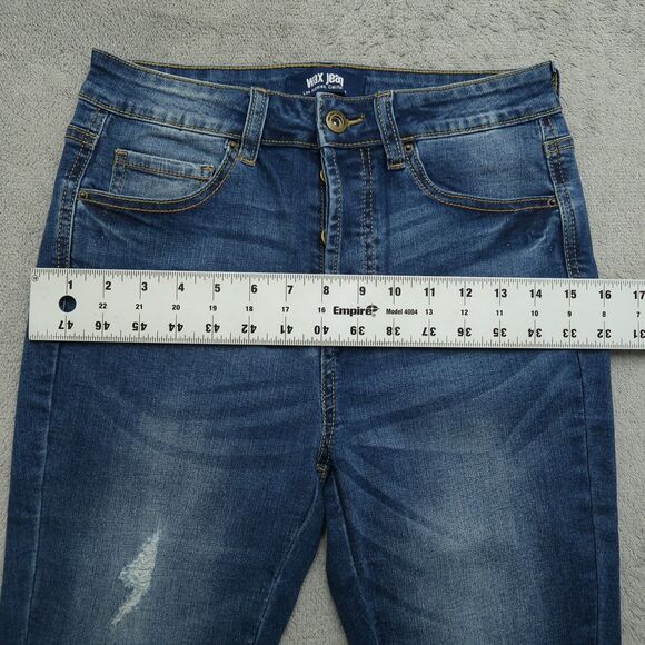 Wax Jeans Junior's Size 7/28 Blue High-Rise Skinny Denim 27" Inseam Distressed - Picture 8 of 16